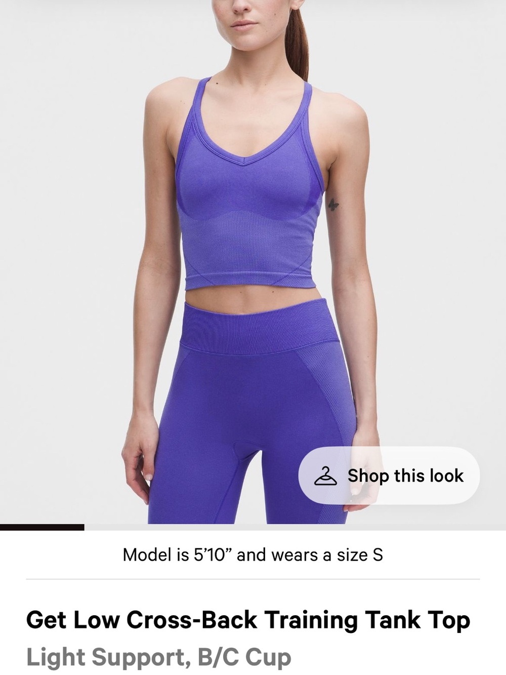 Lululemon Get Low Cross Back Training Tank Top in Light Support, B/C Cup